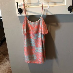 Coral and blue dress !!